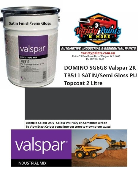 DULUX DOMINO SG6G8 Valspar 2K TB511 Semi Gloss PU Topcoat 2 Litre PART A 5:1