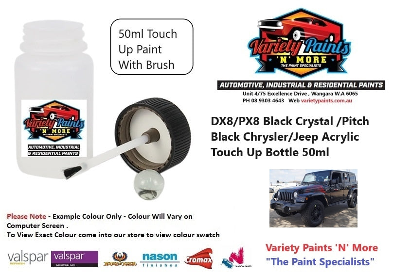 DX8/PX8 Black Crystal /Pitch Black Chrysler/Jeep Acrylic Touch Up Bottle 50ml