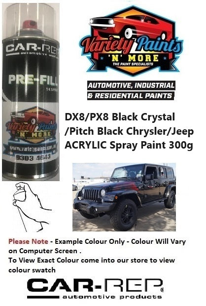 DX8/PX8 Black Crystal /Pitch Black Chrysler/Jeep ACRYLIC Spray Paint 300g
