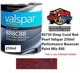 E0730 Deep Coral Red Pearl Valspar 250ml Performance Basecoat Paint Mix 888