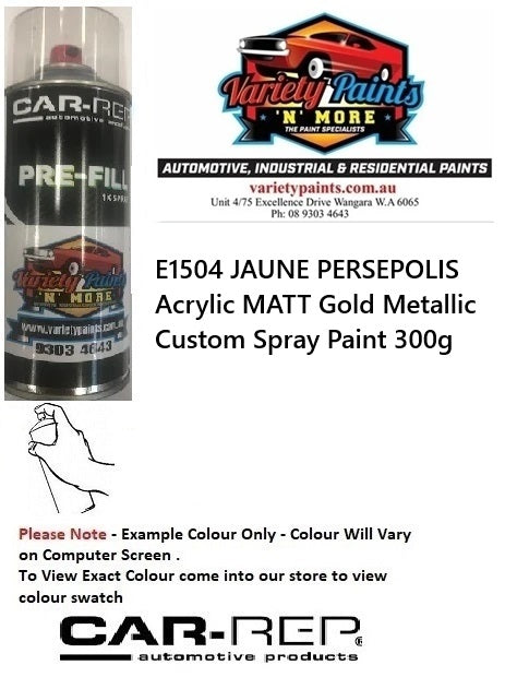 E1504 JAUNE PERSEPOLIS Acrylic MATT Gold Metallic Custom Spray Paint 300g