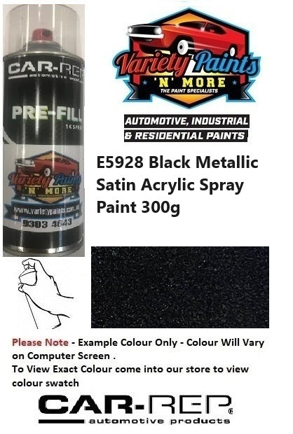 E5928 Black Metallic SATIN Acrylic Spray Paint 300g