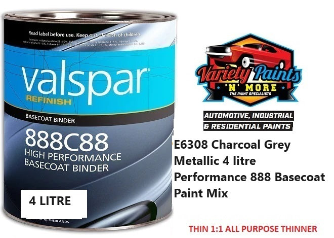 E6308 Charcoal Grey Metallic 3.5 litre  Performance 888 Basecoat Paint Mix