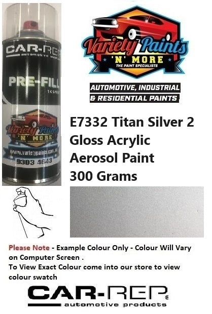 E7332 Titan Silver 2 Gloss Acrylic Aerosol Paint 300 Grams 3IS 56A