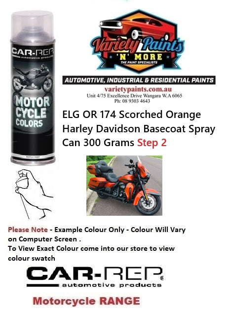 ELG OR 174 Scorched Orange Harley Davidson Basecoat Spray Can 300 Grams Step 2