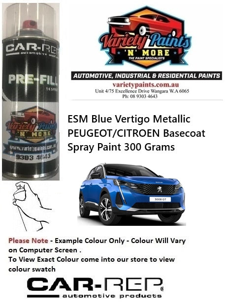 ESM Blue Vertigo Metallic PEUGEOT/CITROEN Basecoat Spray Paint 300 Grams