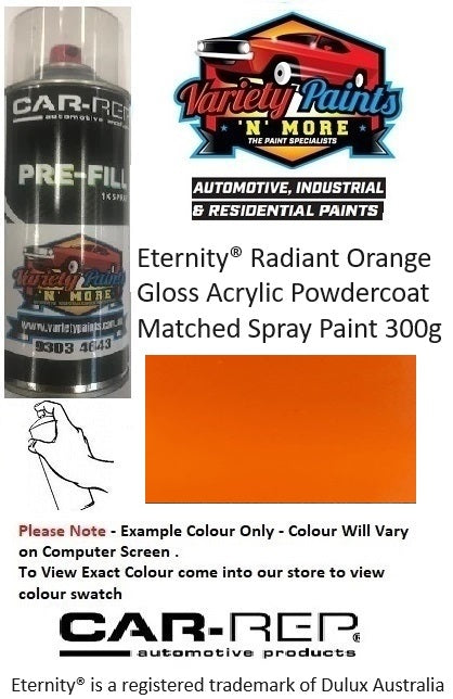 Eternity® Radiant Orange Gloss Acrylic Powdercoat Spray Paint 300g S0712