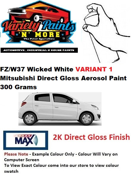 FZ/W37 Wicked White VARIANT 1 Mitsubishi 2K Direct Gloss Aerosol Paint 300 Grams