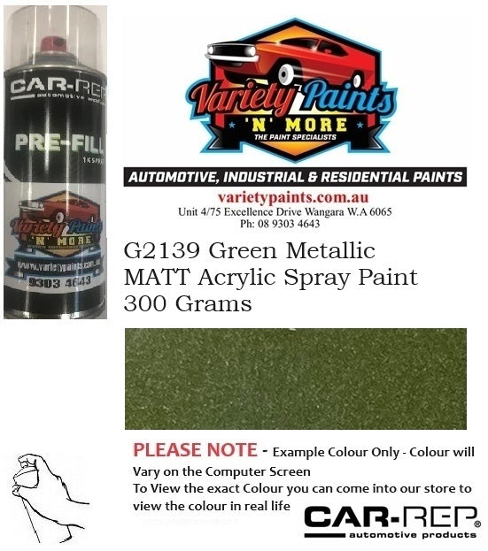 G2139 Green Metallic MATT Acrylic Spray Paint 300 Grams