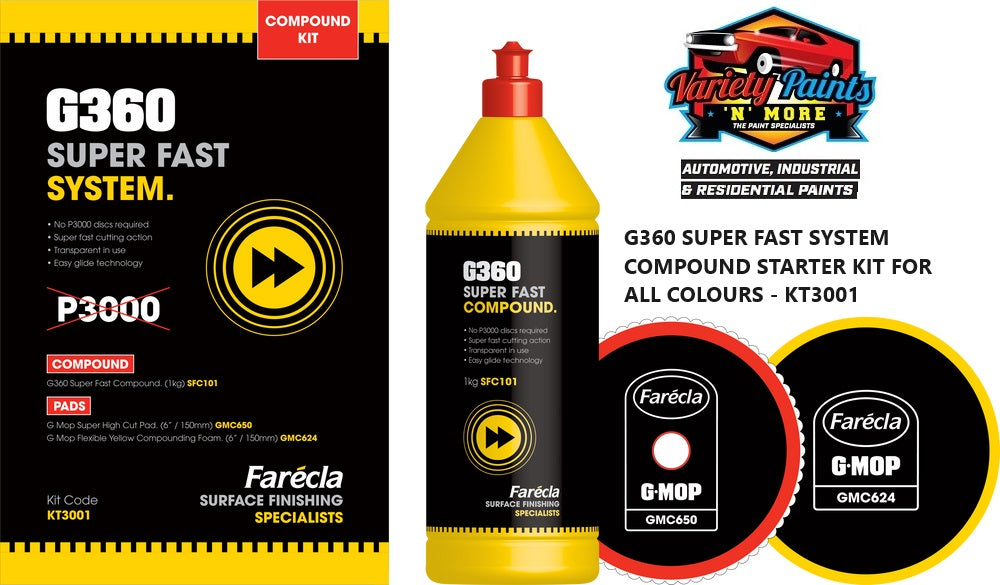 Farecla G360 SUPER FAST SYSTEM COMPOUND STARTER KIT FOR ALL COLOURS - KT3001