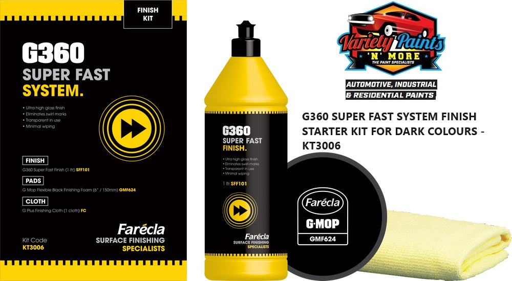 Farecla G360 SUPER FAST SYSTEM FINISH STARTER KIT FOR DARK COLOURS - KT3006