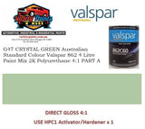 G47 CRYSTAL GREEN Australian Standard Colour Valspar 862 4 Litre Paint Mix 2K Polyurethane 4:1 PART A