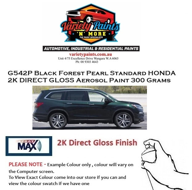 G542P Black Forest Pearl Standard HONDA 2K DIRECT GLOSS Aerosol Paint 300 Grams