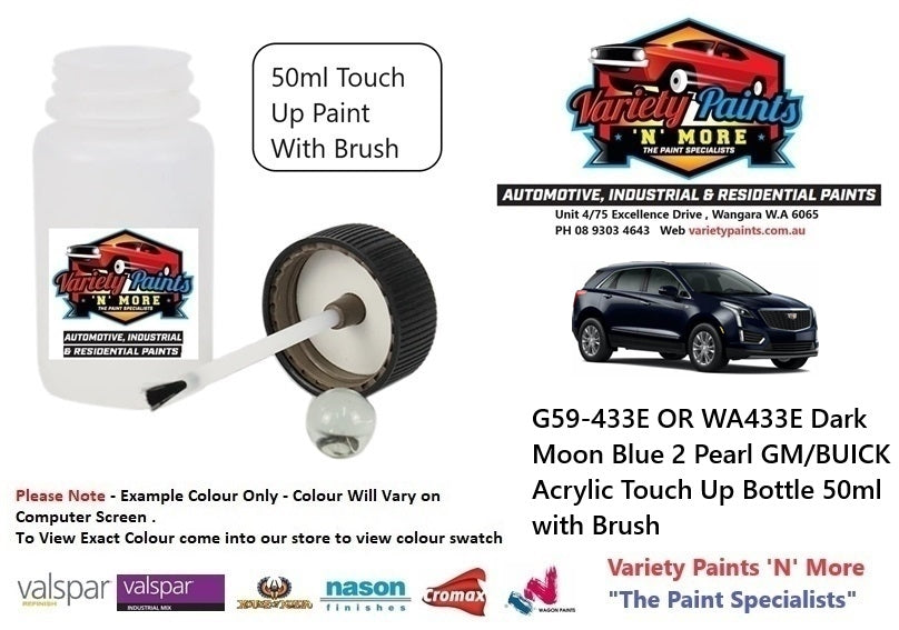 G59-433E OR WA433E Dark Moon Blue 2 Pearl GM/BUICK Acrylic Touch Up Bottle 50ml with Brush