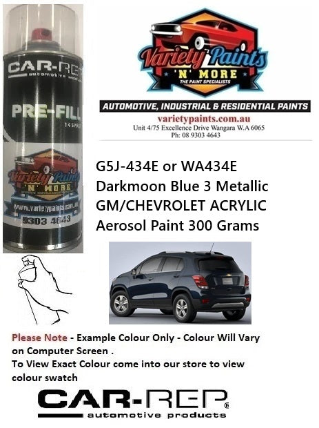 G5J-434E or WA434E Darkmoon Blue 3 Metallic GM/CHEVROLET BASECOAT Aerosol Paint 300 Grams