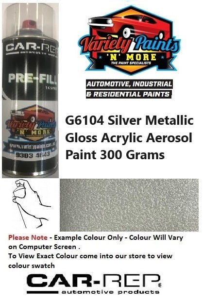 G6104 Silver Metallic Gloss Acrylic Aerosol Paint 300 Grams