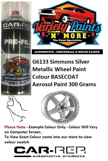 G6133 Simmons Silver Metallic Wheel Paint Colour BASECOAT Aerosol Paint 300 Grams