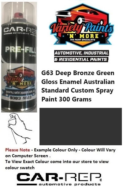 G63 Deep Bronze Green Gloss Enamel Australian Standard Custom Spray Paint 300 Grams 1IS 11A