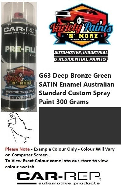 G63 Deep Bronze Green SATIN Enamel Australian Standard Custom Spray Paint 300 Grams