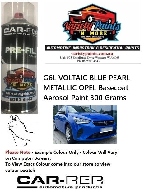 WA065P / G6L VOLTAIC BLUE PEARL METALLIC OPEL Basecoat Aerosol Paint 300 Grams