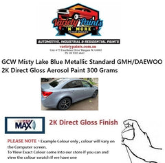 GCW Misty Lake Blue Metallic Standard GMH/DAEWOO 2K Direct Gloss Aerosol Paint 300 Grams