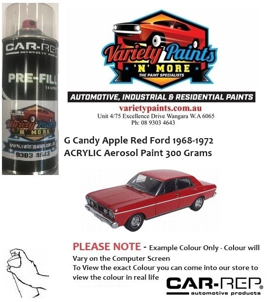 G Candy Apple Red Ford 1968-1972 ACRYLIC Aerosol Paint 300 Grams