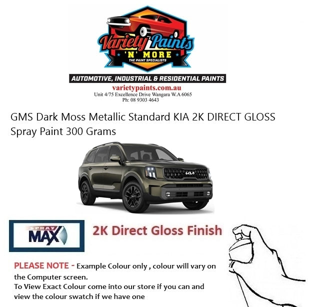 GMS Dark Moss Metallic Standard KIA 2K DIRECT GLOSS Spray Paint 300 Grams