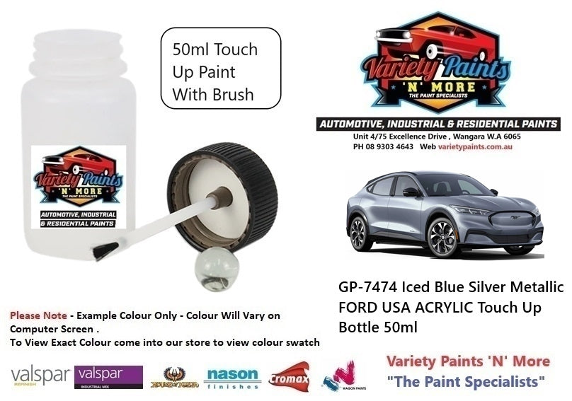GP-7474/2CPE Iced Blue Silver Metallic FORD USA Acrylic Touch Up Bottle 50ml with Brush