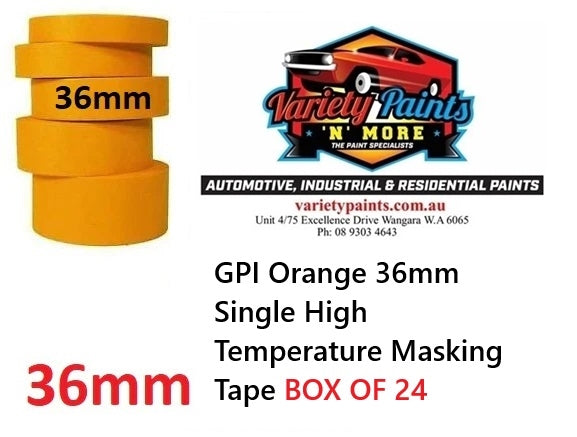 GPI Orange 36mm Single High Temperature Masking Tape BOX OF 24