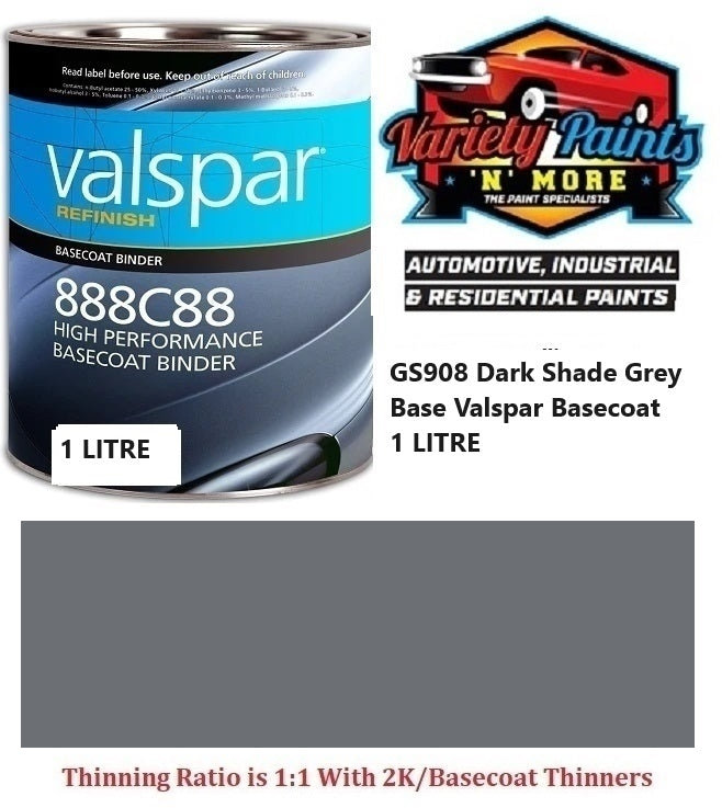 GS908 Dark Shade Grey Base Valspar Basecoat 1 LITRE STEP 1