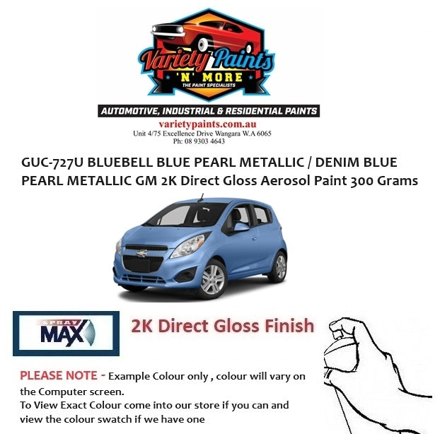 GUC-727U BLUEBELL BLUE PEARL METALLIC / DENIM BLUE PEARL METALLIC GM 2K Direct Gloss Aerosol Paint 300 Grams