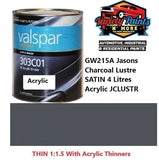 GW215A Jasons Charcoal Lustre SATIN Powdercoat Matched 4 Litres Acrylic JCLUSTR