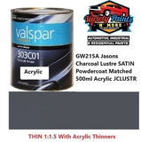 GW215A Jasons Charcoal Lustre SATIN Powdercoat Matched 500ml Acrylic JCLUST