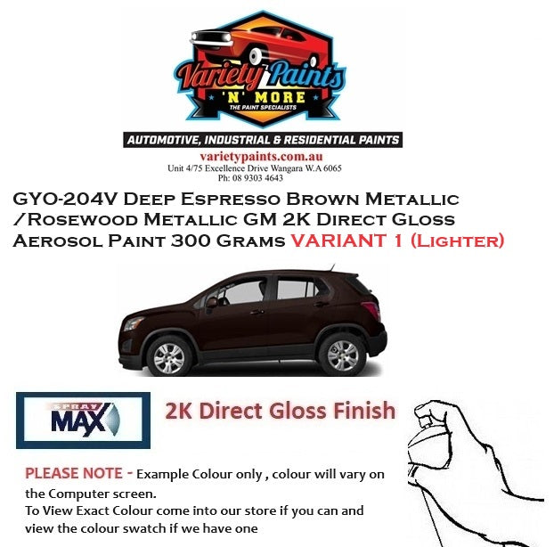 GYO-204V Deep Espresso Brown Metallic /Rosewood Metallic Variant 1 (Lighter) GM 2K Direct Gloss Aerosol Paint 300 Grams