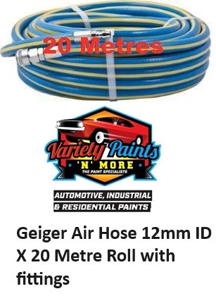 Geiger Air Hose 12mm ID X 20 Metre Roll with fittings