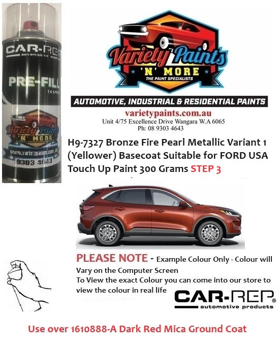 H9-7327-1 Bronze Fire Pearl Metallic VARIANT 1 (Yellower) Basecoat Suitable for FORD USA Touch Up Paint 300 Grams STEP 3