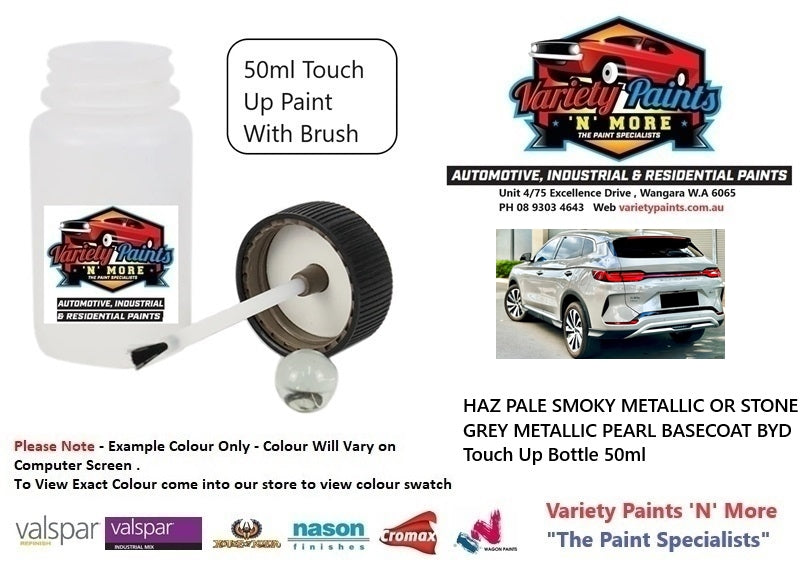 HAZ PALE SMOKY METALLIC OR STONE GREY METALLIC PEARL BASECOAT BYD Touch Up Bottle 50ml