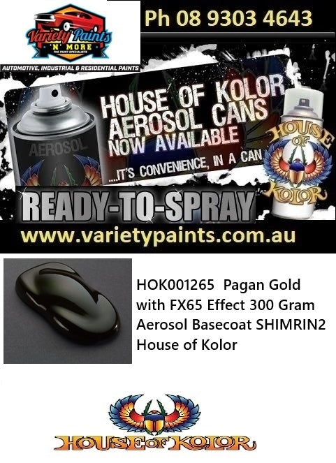 HOK001265  Pagan Gold with FX65 Effect 300 Gram Aerosol Basecoat SHIMRIN2 House of Kolor