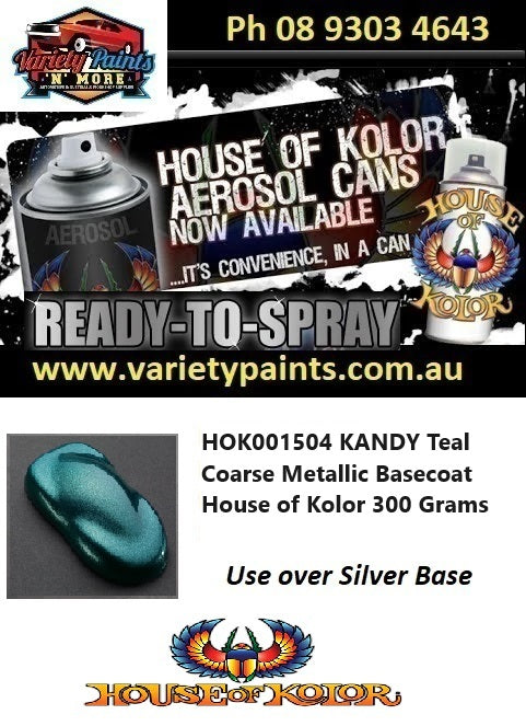 HOK001504 KANDY Teal Coarse Metallic Basecoat House of Kolor 300 Grams