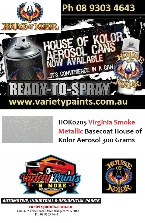 HOK0205 Virginia Smoke Metallic Basecoat House of Kolor Aerosol 300 Grams