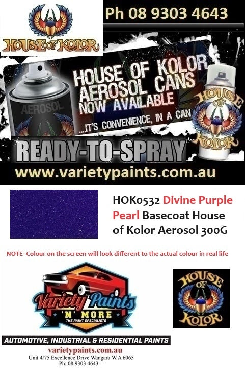 HOK0532 Divine Purple Pearl Basecoat House of Kolor Aerosol 300G