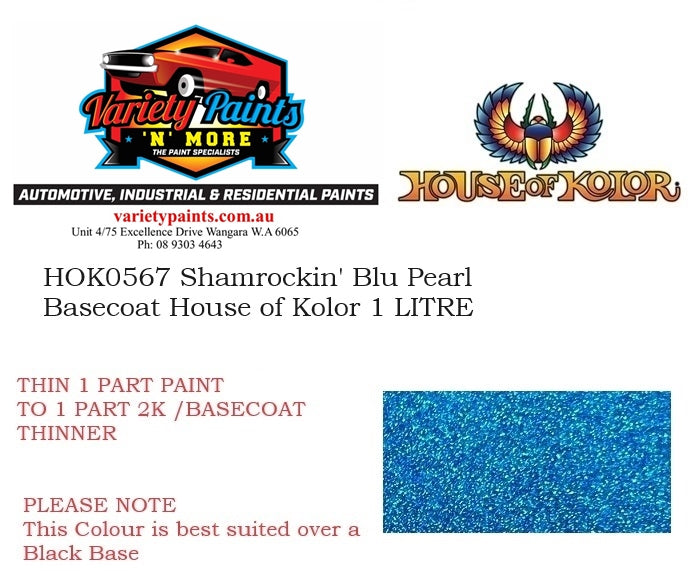 HOK0567 Shamrockin' Blu Pearl Basecoat House of Kolor 1 LITRE