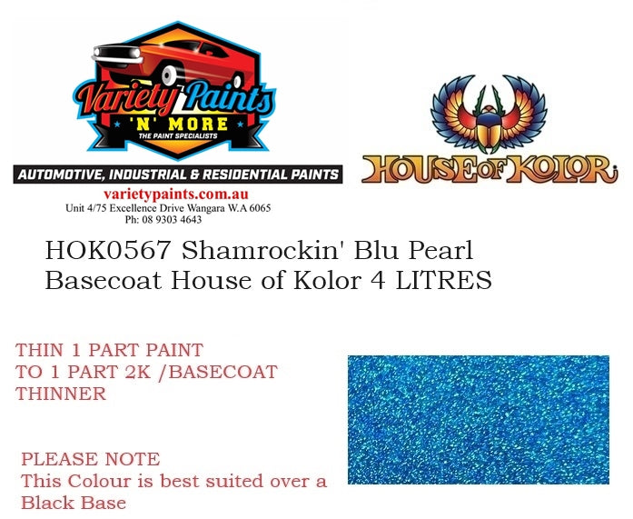 HOK0567 Shamrockin' Blu Pearl Basecoat House of Kolor 4 LITRES