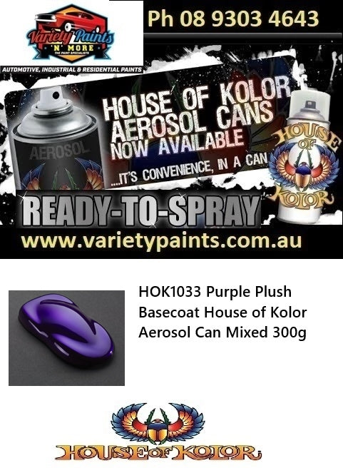 HOK1033 Purple Plush Basecoat House of Kolor Aerosol Can Mixed 300g
