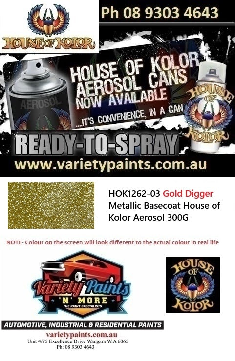 HOK1262-03 Gold Digger Metallic Basecoat House of Kolor Aerosol 300G
