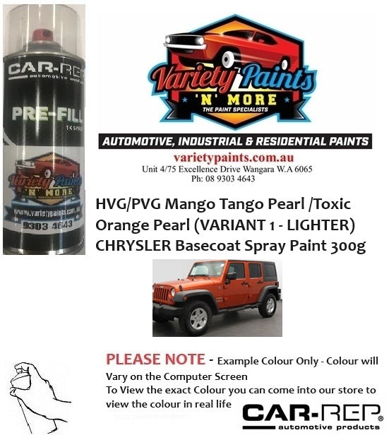 HVG/PVG Mango Tango Pearl /Toxic Orange Pearl (VARIANT 1 - LIGHTER) CHRYSLER Basecoat Spray Paint 300g