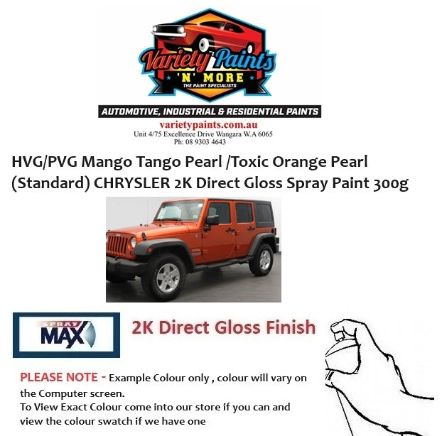HVG/PVG Mango Tango Pearl /Toxic Orange Pearl (Standard) CHRYSLER 2K Direct Gloss Spray Paint 300g