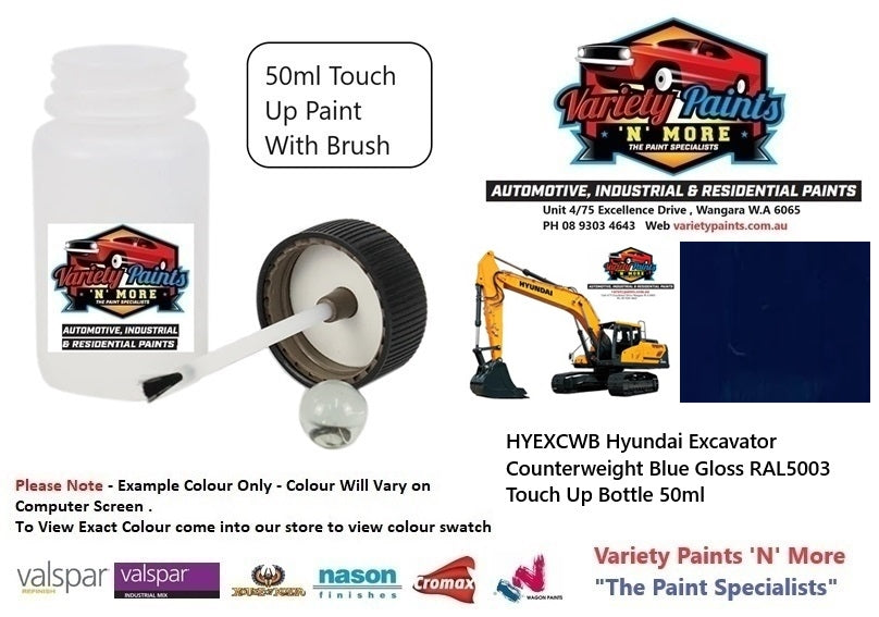 HYEXCWB Hyundai Excavator Counterweight Blue Gloss RAL5003  Touch Up Bottle 50ml