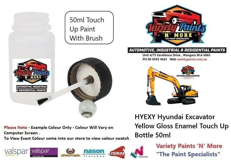 HYEXY Hyundai Excavator Yellow Gloss Enamel Touch Up Bottle 50ml