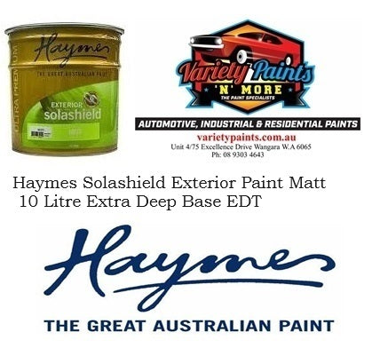 Haymes Solashield Exterior Paint Matt 10 Litre Extra Deep Base EDT